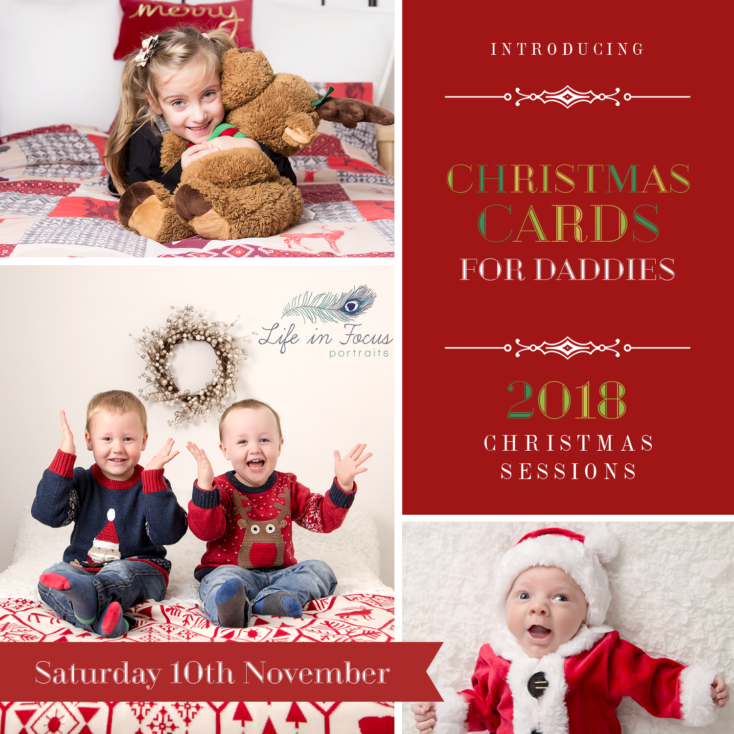 Christmas Cards for Daddies 2018 Ad photos of children in Christmas scenes