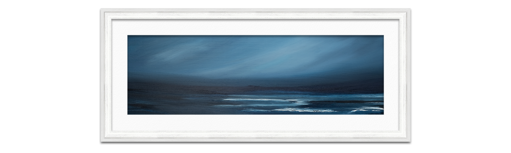 framed deep blue seascape painting by Karlyn Marshall Artist Helensburgh Art Hub photographed by Life in Focus Portraits product photography for independent crafters Helensburgh Loch Lomond