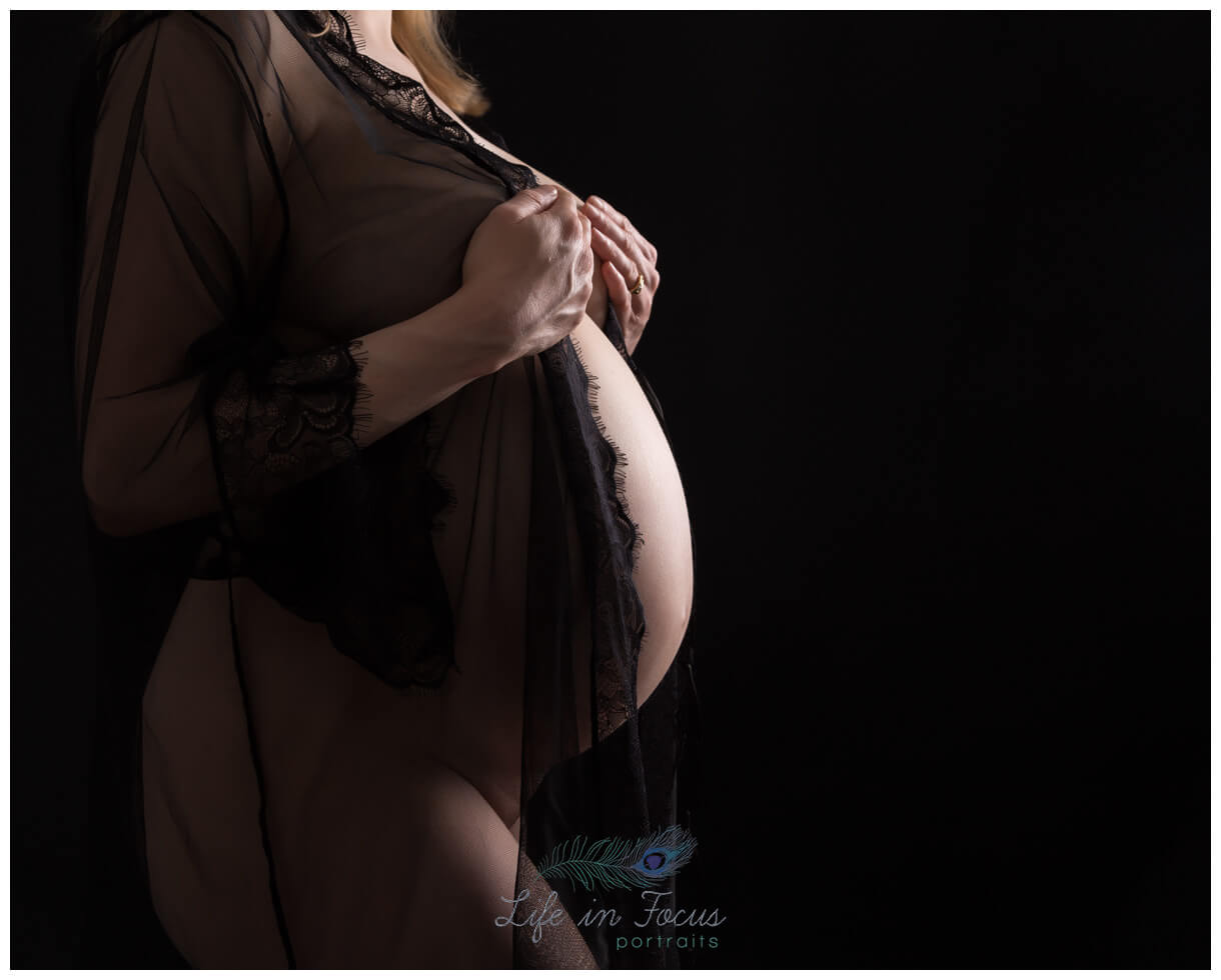 Semi Nude black and white maternity bump photo Life in Focus Portraits pregnancy photoshoots Luss Loch Lomond