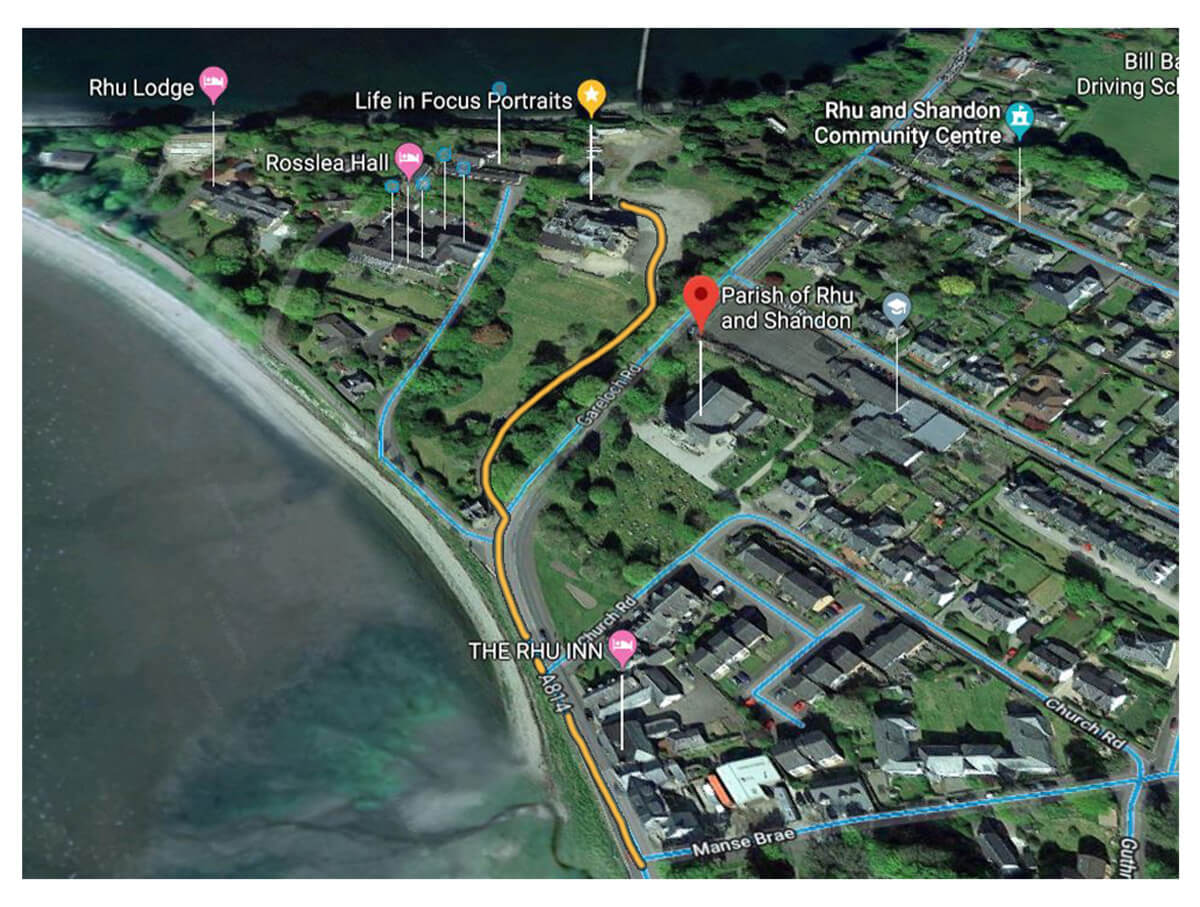 Google-satellite-map-Life-in-Focus-Portraits-photography-studio-Rhu-Helensburgh-how-to-find-us
