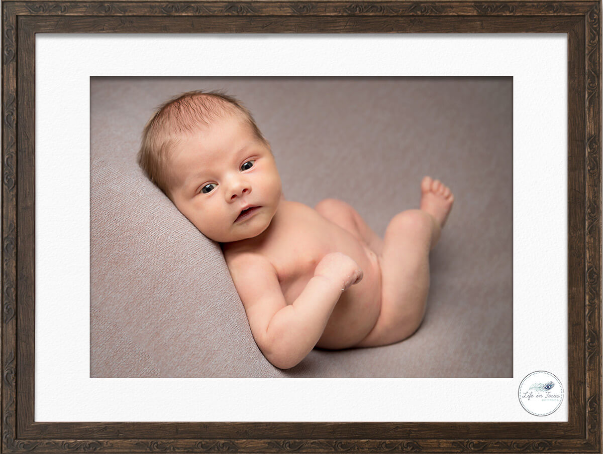 framed photo of newborn baby Life in Focus Portraits baby photography studio Rhu Helensburgh
