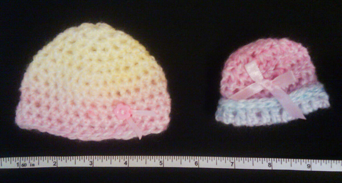 tiny crocheted hats for babies born sleeping